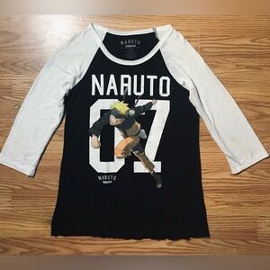 Vintage 2002 Naruto Shippuden T-Shirt S 3/4 Sleeve Stretch Knit Anime tee
